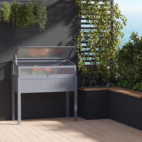 Tuinbed - Groenrijk - Verhoogd - 2-in-1 kas - Grijs, Tuin en Terras, Bloembakken en Plantenbakken, Nieuw, Ophalen of Verzenden