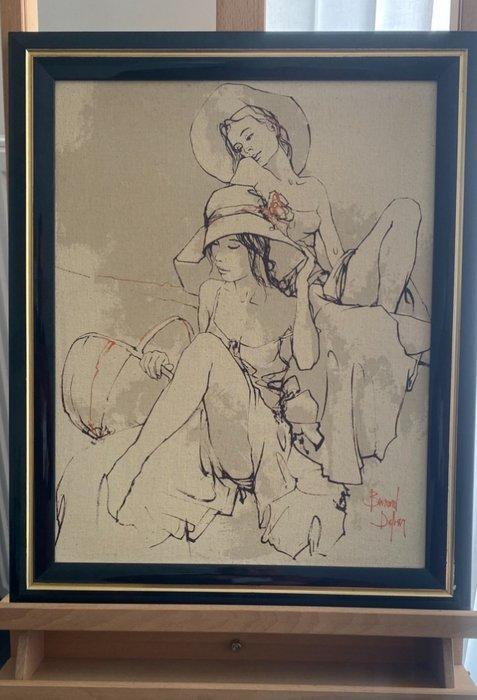 Bernard Dufour (1922-2016) - Dwie kobiety w letnich strojach, Antiek en Kunst, Antiek | Overige Antiek