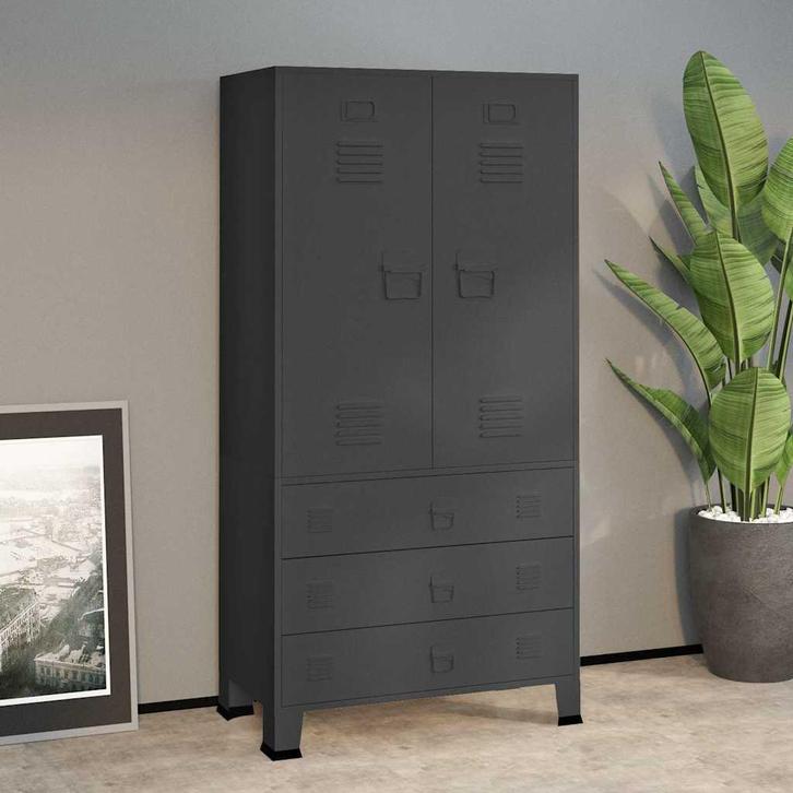 vidaXL Kledingkast industrieel 90x50x180 cm metaal, Huis en Inrichting, Kasten | Kleerkasten, Nieuw, Verzenden