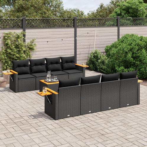 vidaXL Salon de jardin 9 pcs avec coussins noir rÃ©sine, Jardin & Terrasse, Ensembles de jardin, Salons de jardin, Neuf, Envoi