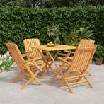 vidaXL 5-delige Tuinset massief teakhout, Tuin en Terras, Tuinsets en Loungesets, Verzenden, Nieuw, Tuinset