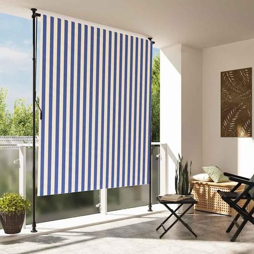vidaXL Rolgordijn voor buiten 200x270 cm stof en staal blauw, Tuin en Terras, Zonneschermen, Nieuw, Verzenden