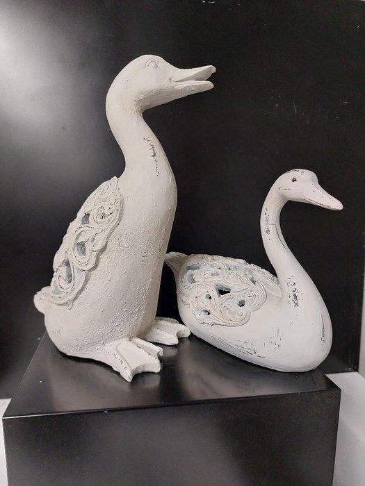 Beeld, set of 2 ducks - 30 cm - Hout, Antiek en Kunst, Kunst | Designobjecten