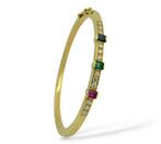 Armband - 18 karaat Geel goud, 18K goud smaragd, saffier,, Handtassen en Accessoires, Armbanden, Nieuw