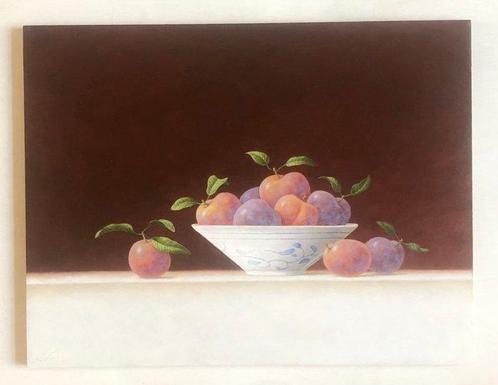 Ruud Verkerk - Chinees schaaltje met Hollandse pruimen., Antiek en Kunst, Kunst | Schilderijen | Modern