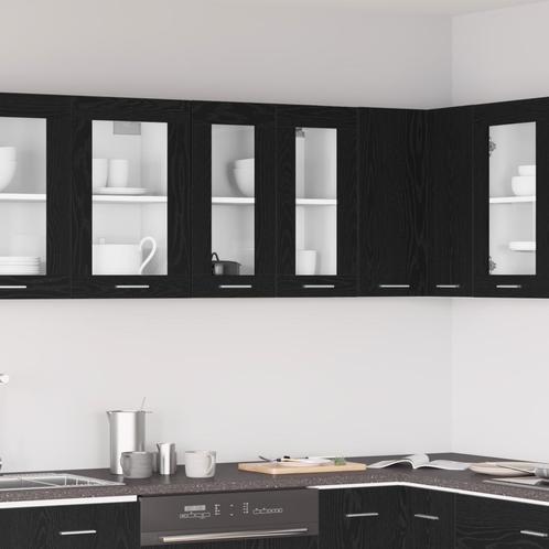 vidaXL Hangende Glazen Kast in Zwart Eik - 60x31x60 cm,, Huis en Inrichting, Kasten | Overige, Nieuw, Verzenden