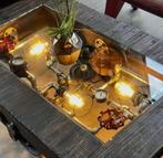Salontafel - Teak - steampunk houten rollend