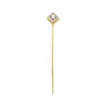 Bicolor reversspeld, dasspeld met diamant | 0,16 ct., Bijoux, Sacs & Beauté, Broches, Ophalen of Verzenden