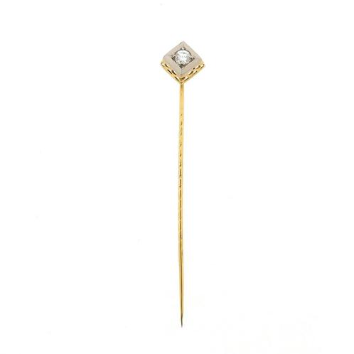 Bicolor reversspeld, dasspeld met diamant | 0,16 ct., Bijoux, Sacs & Beauté, Broches, Enlèvement ou Envoi