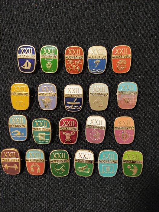 1980 - Verzameling van vintage Olympische badges (21 stuks)., Collections, Collections Autre