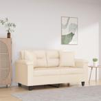 vidaXL Canapé 2 places avec oreillers beige 120 cm tissu, Maison & Meubles, Neuf, Verzenden