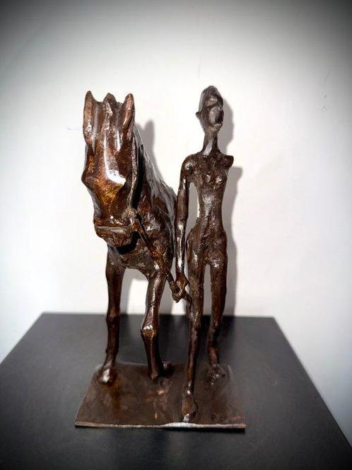 Abdoulaye Derme - sculptuur, Cavalière & Cheval - 25 cm -, Antiek en Kunst, Curiosa en Brocante