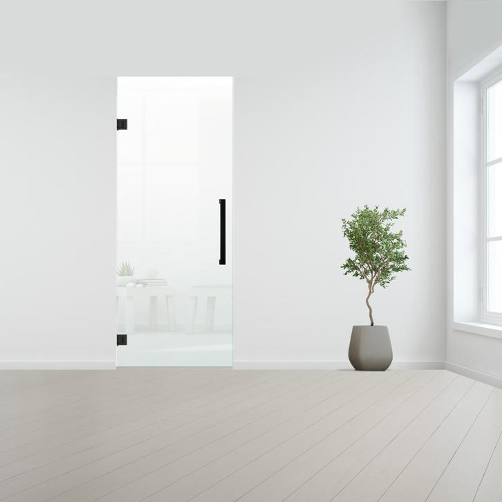 Glazen binnendeur zonder kozijn zwart beslag-Satijn gehard m, Doe-het-zelf en Bouw, Glas en Ramen, Nieuw, Verzenden