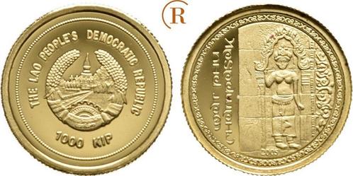 1000 Kip 1,24 Gramm Feingoud Wat Phu Champasak 2005 Laos:..., Timbres & Monnaies, Monnaies & Billets de banque | Accessoires, Envoi