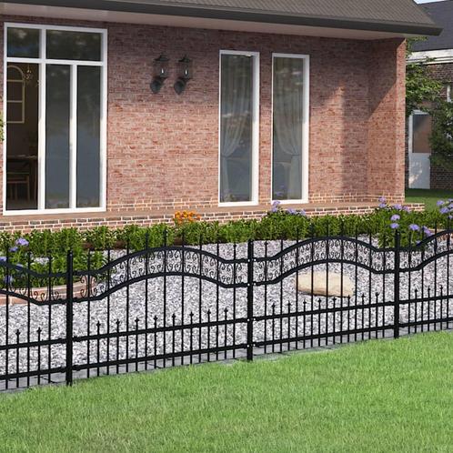vidaXL Tuinhek met spijlpunten 115 cm gepoedercoat staal, Tuin en Terras, Tuinhekken en Hekwerk, Nieuw, Verzenden