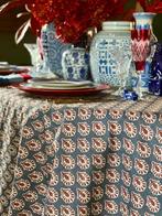 Nappe ethnique imprimée en block print pour grandes tables.