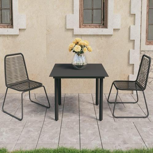 vidaXL 3-delige Tuinset PVC-rattan zwart, Tuin en Terras, Tuinsets en Loungesets, Tuinset, Nieuw, Verzenden