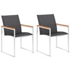 vidaXL Tuinstoelen 2 st textileen en roestvrij staal grijs, Tuin en Terras, Tuinstoelen, Verzenden, Nieuw