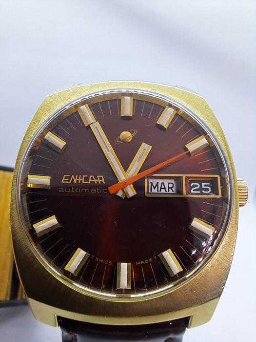 Enicar - Automatic - Day Date - Red Dial - Zonder, Handtassen en Accessoires, Horloges | Heren