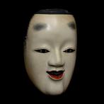 Signed Japan Wooden Noh Mask of JUROKU   - sculptuur