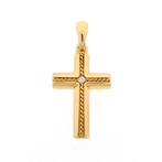 Gouden kruis met zirconia (kruis hanger, kettinghanger), Ophalen of Verzenden