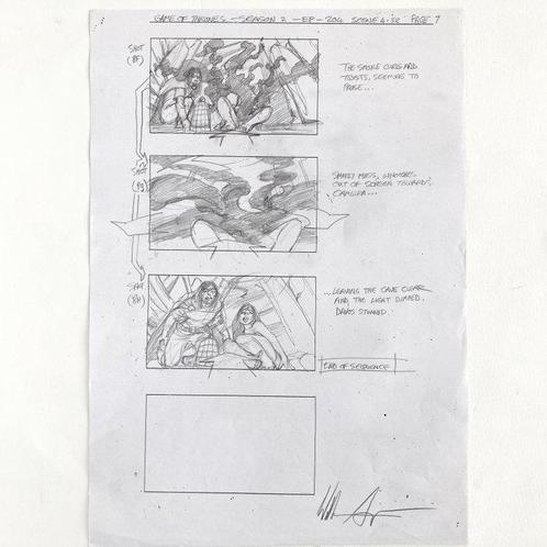 Game of Thrones - Original Production Storyboard Art Davos, Verzamelen, Film en Tv
