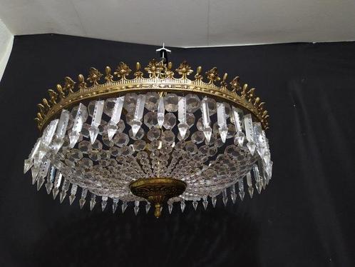 Kroonluchter - Brons, Kristal, Metaal, Antiek en Kunst, Antiek | Verlichting