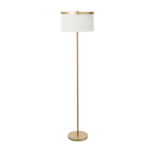 Vloerlamp Jess - goud - boho - lampenkap met witte draden -, Maison & Meubles, Lampes | Lampadaires, Envoi