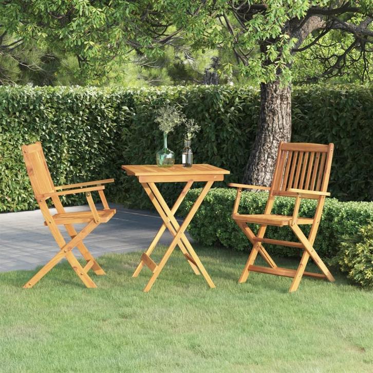 vidaXL 3-delige Tuinset inklapbaar massief acaciahout, Tuin en Terras, Tuinsets en Loungesets, Tuinset, Nieuw, Verzenden