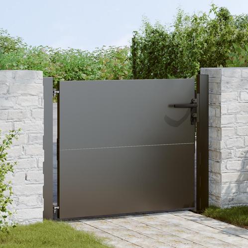 vidaXL Tuinpoort met slot Zwart Poedercoated staal, Tuin en Terras, Tuinpoorten, Nieuw, Verzenden
