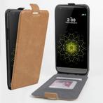 Luxe PU Lederen Soft Case Hand Flip Cover S7 Edge - Bruin, Télécoms, Verzenden