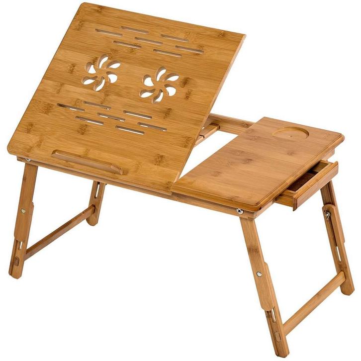 tectake Houten laptoptafel, in hoogte verstelbaar, 55x35x26c, Computers en Software, Laptop-opladers, Verzenden
