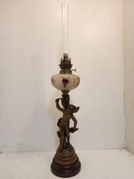 Auguste Moreau (1834 – 1917) - Olielamp - Spelter, Crystal,, Antiek en Kunst