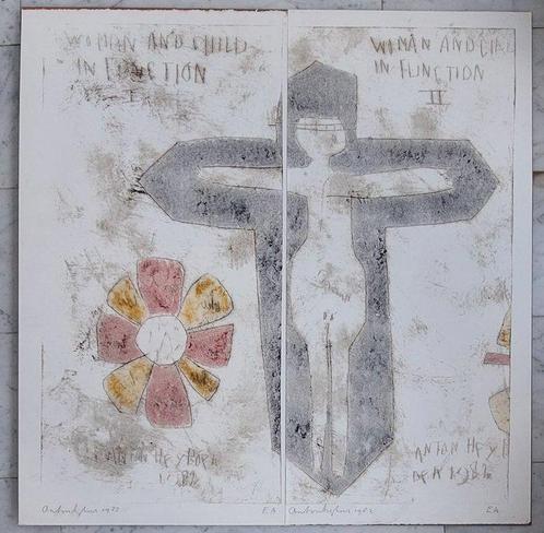 Anton Heyboer (1924-2005) - Compositie met gele Bloem, Antiek en Kunst, Antiek | Overige Antiek