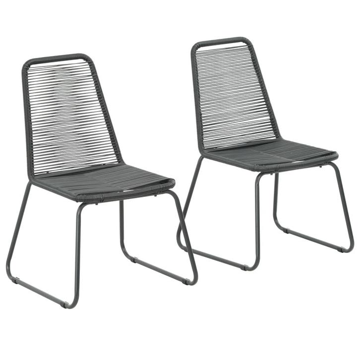 vidaXL Tuinstoelen 2 st poly rattan zwart, Tuin en Terras, Tuinstoelen, Nieuw, Verzenden