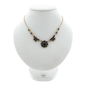 Gouden collier met granaat stenen | 47 cm (vintage, ketting) beschikbaar voor biedingen