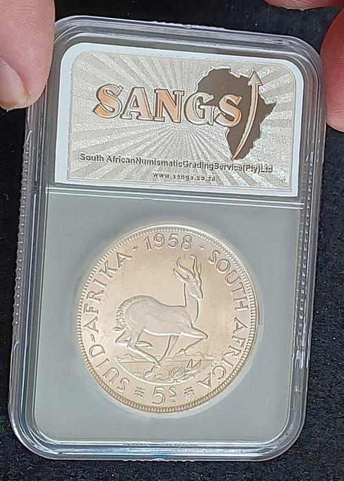 Afrique du Sud. 5 Shilling 1958 Springbok Elizabeth II 5S, Postzegels en Munten, Munten | Europa | Niet-Euromunten