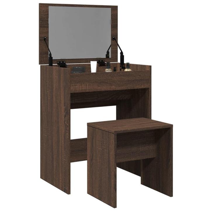 vidaXL Kaptafel met krukje 60x40x113,5 cm bruin eikenkleurig, Huis en Inrichting, Tafels | Kaptafels, Nieuw, Verzenden