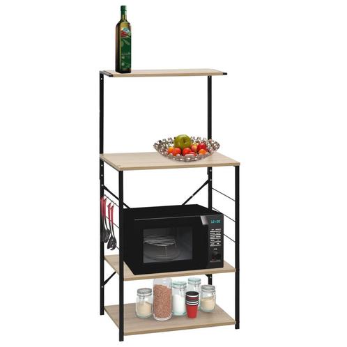 vidaXL Magnetronkast 60x39,6x123 cm bewerkt hout zwart en, Huis en Inrichting, Keuken | Keukenbenodigdheden, Nieuw, Verzenden