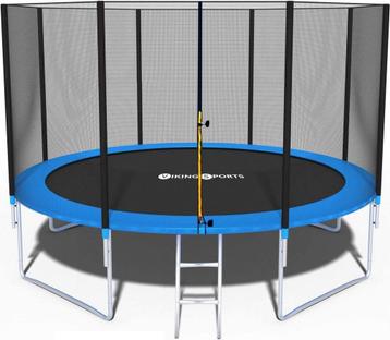 Grote blauwe trampoline 374 cm - Veiligheidsnet & ladder..., Ophalen of Verzenden