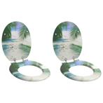 vidaXL Zacht-sluit toiletzitting 2 pcs Groen 44 x 38 cm MDF, Doe-het-zelf en Bouw, Verzenden, Nieuw