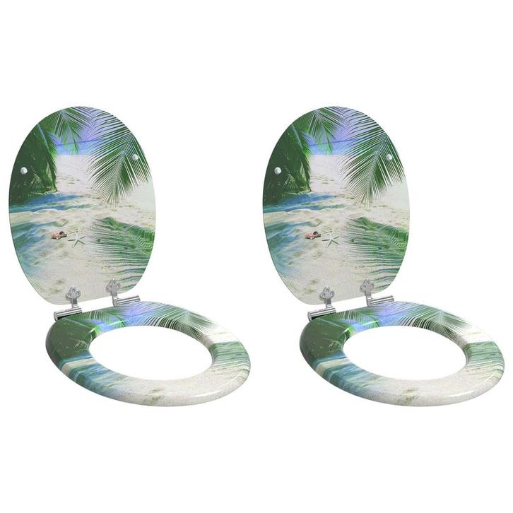 vidaXL Zacht-sluit toiletzitting 2 pcs Groen 44 x 38 cm MDF, Doe-het-zelf en Bouw, Sanitair, Nieuw, Verzenden