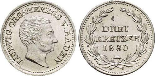 3 Kreuzer Baden-durlach Ludwig 1818-1830, Timbres & Monnaies, Monnaies | Europe | Monnaies non-euro, Envoi