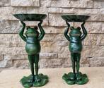 Beeldje, Pair of Frog candlesticks - 20 cm - IJzer