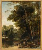 English school (XIX) - Landscape with Fisherman by the River, Antiek en Kunst, Kunst | Schilderijen | Klassiek