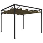 vidaXL Tuinprieel met uittrekbaar dak 180 g/m² 3x3 m taupe, Verzenden, Nieuw