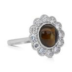Bague - 18 carats Or blanc - 4.84ct. tw. Œil de chat