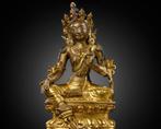 Een vergulde bronzen Sino-Tibetaanse afbeelding van Groene, Antiek en Kunst