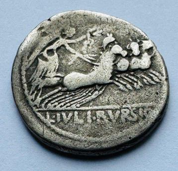 Romeinse Republiek. L. Julius Bursio, 85 v.Chr.. Denarius, Timbres & Monnaies