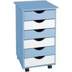 tectake Ladekast van hout 65x36x40cm - blauw, Huis en Inrichting, Kasten | Roldeurkasten en Archiefkasten, Verzenden, Nieuw